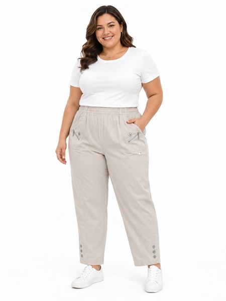 Immagine di STRETCH TROUSER WITH ELASTIC WAIST - COTTON